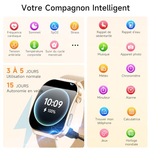 2026 New Smartwatch with ECG/Blood Pressure/Mini Health Check/BMI/Uric Acid, 2.2" 3D Curved Screen Smart Watch with 24H Heart Rate/HRV/SpO2/Sleep Monitor, Android/iOS