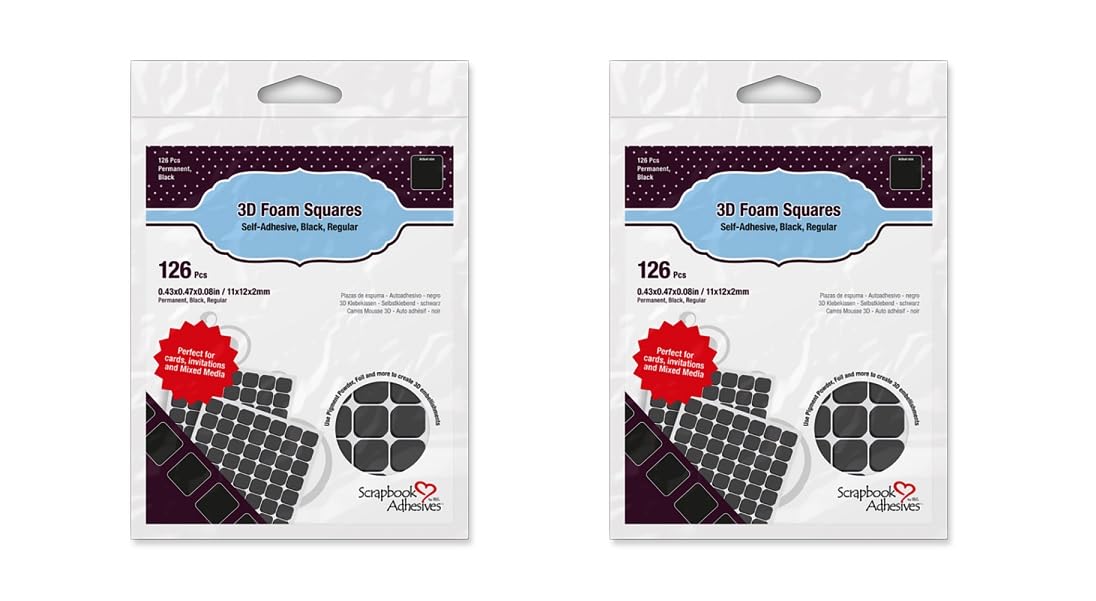 Scrapbook ADHESIVES by 3L 3D Foam Squares Black Regular Pack of 2 (252 Squares Total)