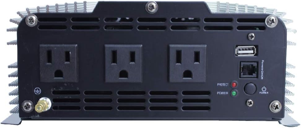 GoWISE Power 1500W Pure Sine Wave Power Inverter 12V DC to 120 V AC with 3 AC Outlets, 1 5V USB Port, 2 Battery Cables, and Remote Switch (3000W Peak) PS1005 (Brand Name/Packaging May Vary): Automotive