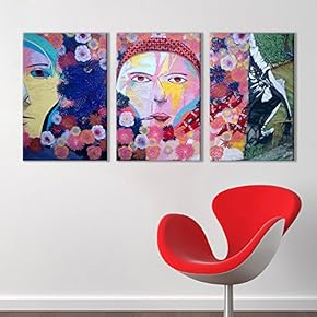 3 Panel Canvas Wall Art - Triptych Street Graffiti Series - Minority Faces - Giclee Print Gallery Wrap Modern Home Art Ready to Hang - 16"x24" x 3 Panels