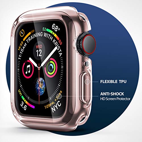 Penom Case for Apple Watch Screen Protector Series 5 Series 4 40mm, Ultra Thin iWatch 40mm Screen Protector with Full Protection TPU Cover Rose Gold