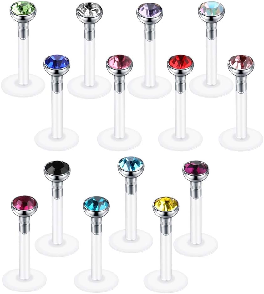 Xpircn Labret Monroe Lip Ring Tragus Helix Cartilage Earring Stud Barbell Piercings 6mm 8mm 10mm Mix Color 14PCS