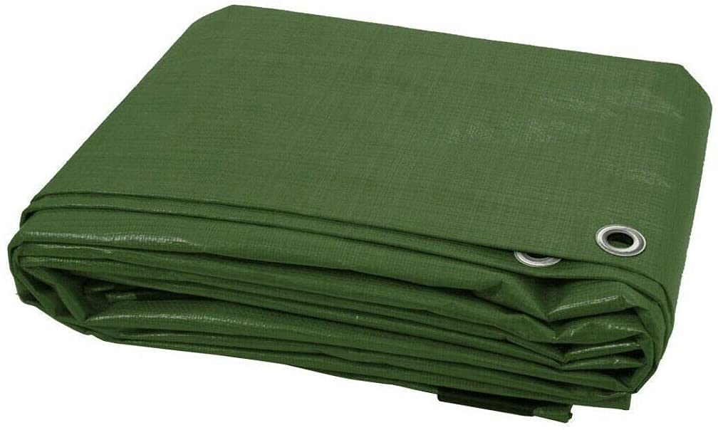 2 x 3 m Green Tarpaulin Waterproof Heavy Duty Tarp Sheet Cover, Groundsheet - Waterproof, Weatherproof, Frost-Resistant, UV Protection, Universal, Multipurpose, Reinforced Eyelets