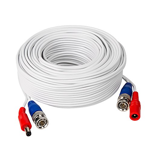 TYUMEN 4 Pack 60FT (18.3 Meters, White) All-in-One BNC Video and Power Security Camera Cables, BNC Extension Surveillance Camera Cables for CCTV Camera DVR Security Systems