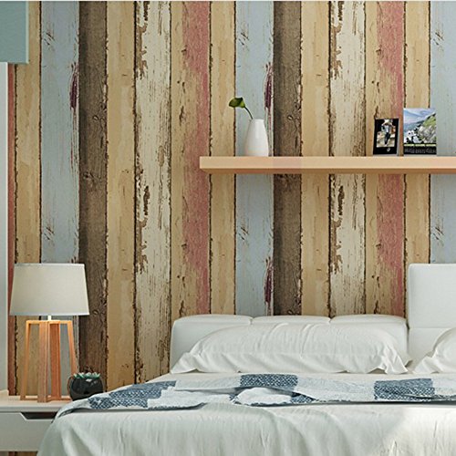 Haokhome 8e052 wood panel vinyl textured wallpaper roll…