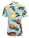 JEETOO Men's Pineapple Floral Short Sleeve Hawaiian Aloha Shirt, Blue, Large