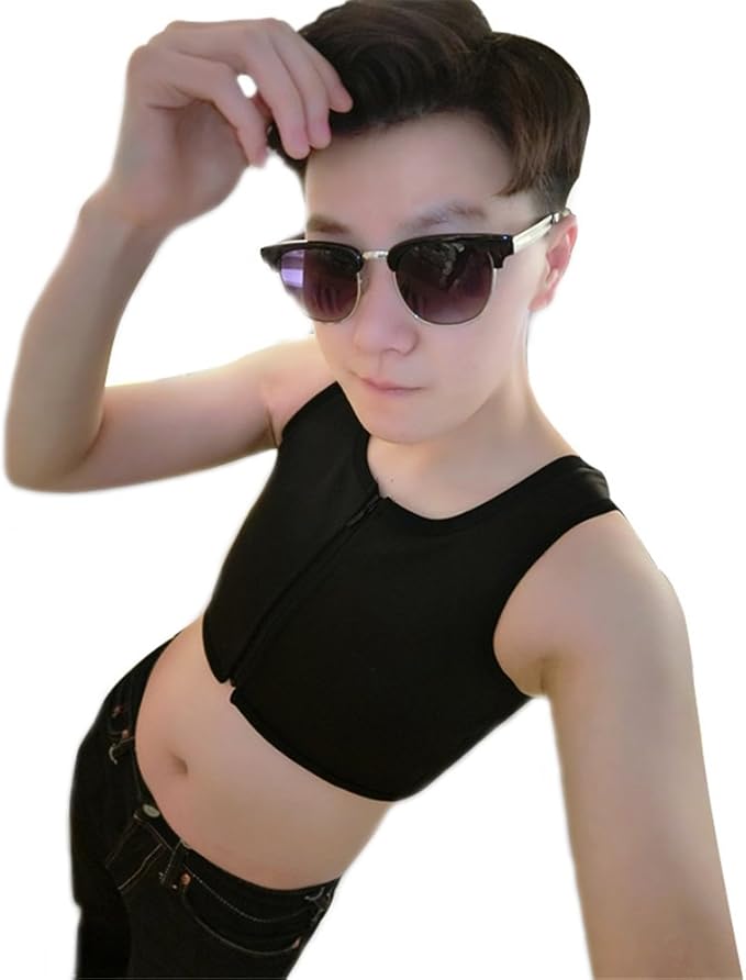 Baronhong Tomboy Trans Lesbian Middle Zipper Chest Binder Corset Short