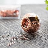 100 Paper Clips in Rose Gold Magnetic Clip Dispenser, Rose Gold Paper Clips Holder, 28mm, Rose Gold, 100 Clips Per Box