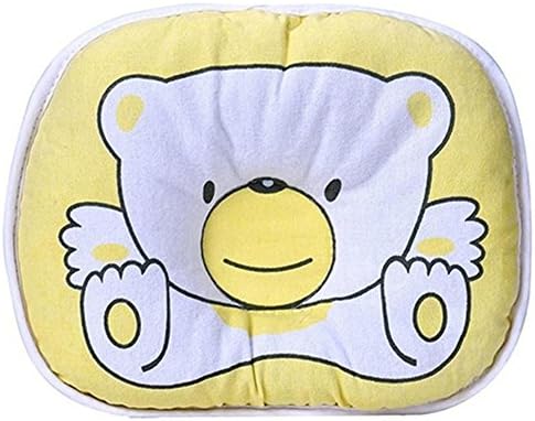 Alandaus Baby Cute Bear Pattern Prevent Flat Head Pillow Cushion (Yellow)