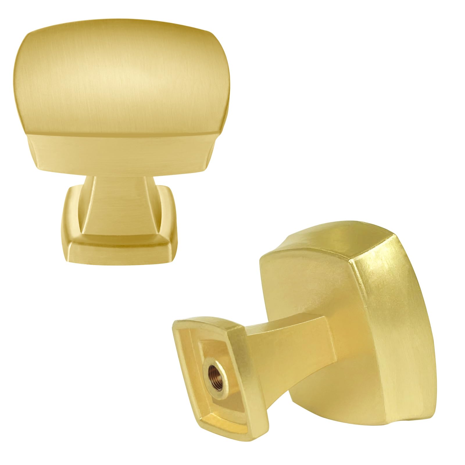 BIGLUFU 30Pcs Cabinet Knobs Square Solid Brass Drawer Vintage Retro Handles Pulls for Dresser, Kitchen Cupboards, Shoe Cabinets, Wardrobes, Chest Drawer with Screws (30mm, Golden)