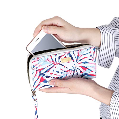 KAMO Womens Wallet Zip Around Phone Wallet Wristlet Travel Long Purse for Women Lady Girl 7.7×3.9（Single Zipper） - Thumbnail 6