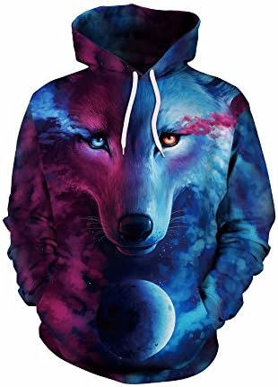 Pasban Hot Sale Wolf Printed Hoodies Men 3D Sweatshirt Quality Pullover Novelty Streetwear Male Hooded Jacket Plus Size B101-093 M