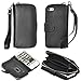 Pooqdo (TM) 2015 Newest Magnetic Zip Flip Wallet Leather Card Case Cover for Iphone 5 5g 5s (Black)
