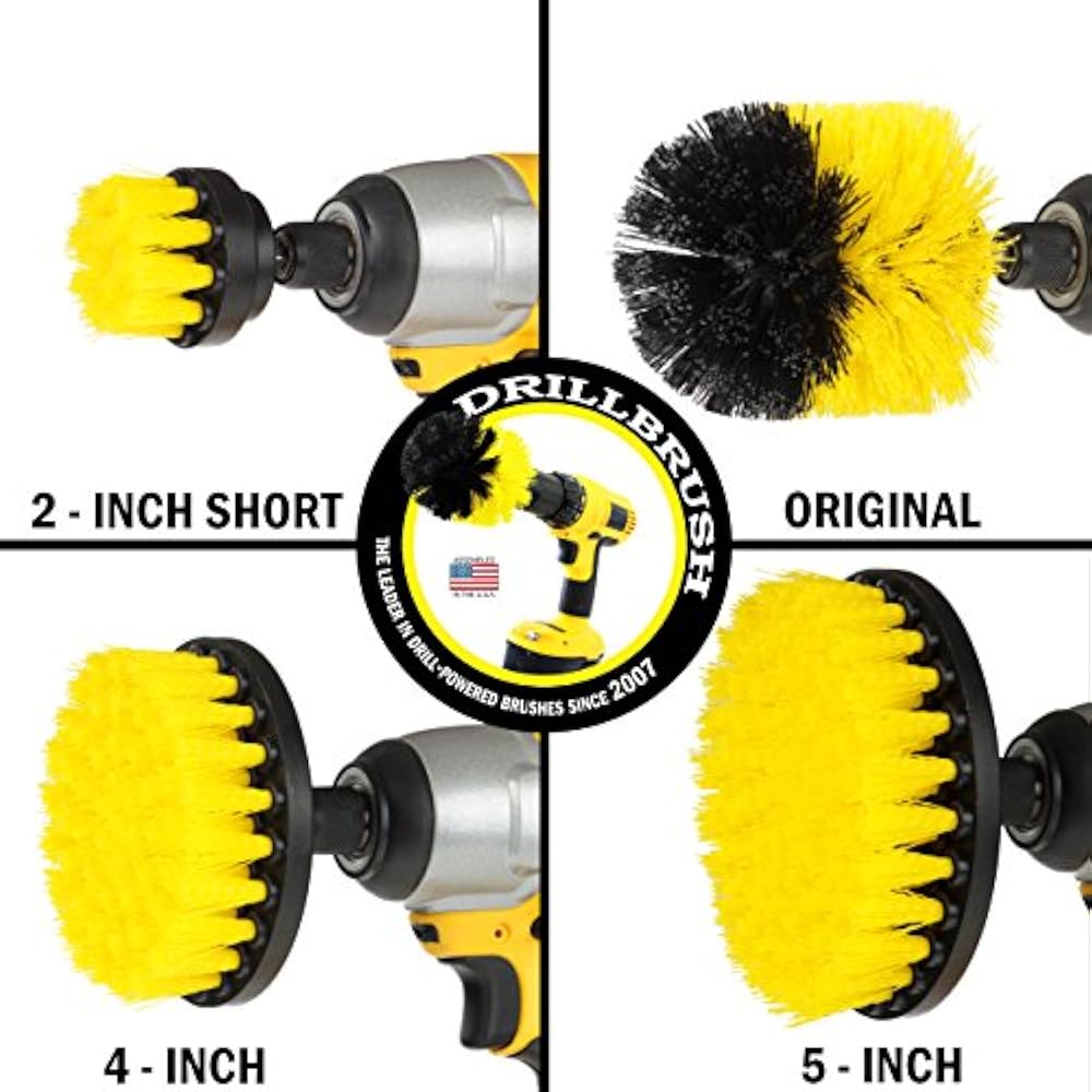 4 Piece Nylon Power Brush Tile And Grout Bathroom Cleaning Scrub Kit