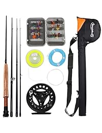 Kit de caña y carrete Sougayilang para pesca con mosca en agua dulce y en agua salada