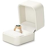 Oirlv Luxury Leather Jewelry Ring Box Engagement Ring Box Wedding Day Keepsake Box(Creamy-white)