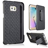 Galaxy S7 Edge Case, Heavy Duty Samsung Galaxy S7 Edge Belt Clip Case Super Slim Hard Shell Holster Clip Cover with Kickstand and Swivel Belt Clip for Galaxy S 7 Edge Cell Phone Black