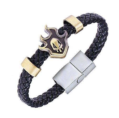 Generic Anime Bleach Logo Black Leather Magnetic Buckle Bracelet
