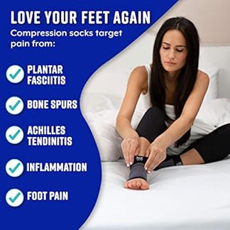 Bitly Plantar Fasciitis for Women & Men Socks Foot & Ankle Compression Sleeve - Compression socks target pain from Plantar Fasciitis, Bone Spurs, Achilles Tendinitis, Inflammation, Foot Pain.