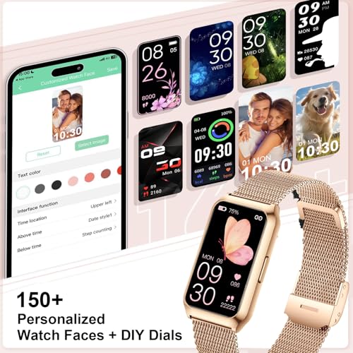 Reloj Inteligente Mujer, 1.47” HD Smartwatch con Marco de Aleación de Aluminio, Oxímetro Sueño Pulsometro, 100+ Modos Deportivos, Pulsómetro, IP68 Impermeable Smart Watches para iOS Android, 3 Correa