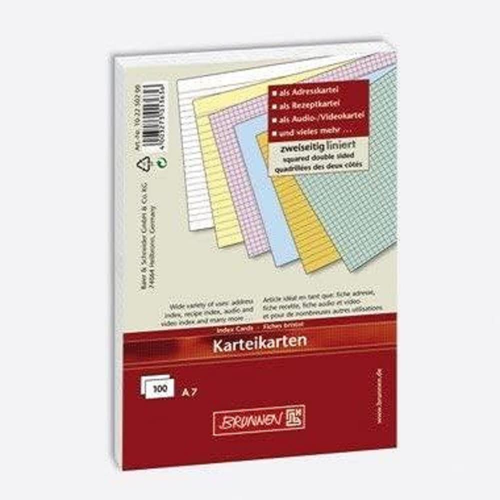 Brunnen Index Cards Ruled Index Card, 180 g/m², A7 Landscape – Assorted Colours
