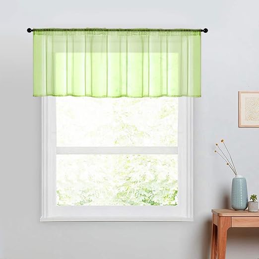 Amazon Com Mrtrees Sheer Valance Curtain 16 Inch Length Green