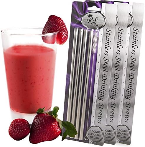 RoyalLiving Stainless Steel Drinking Straws, Free Cleaning Brush Included (12 Straight Straws)