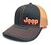Jeep Logo With Punisher Skull Symbol Left Panel Embroidered Mesh/Twill Cap (Neon Orange/Charcoal)