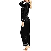 SIHA Satin Silk Pajamas for Women Pajama Set With Long Sleeve Button-Down Satin Pajamas Sleepwear XS-3XL