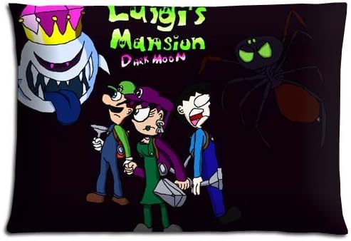 Polyester &amp; Cotton Luigi's Mansion Dark Moon ODORLESS Bedding Pillow Covers Cases Zippered Machine Washable 20x30 inch 50x76 cm