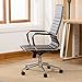 BELLEZE Minimalist Ribbed Executive Office Chair with Arms, High Back Soft Faux Leather Conference Task, Adjustable Height & Swivel Wheels - Aria (Black)