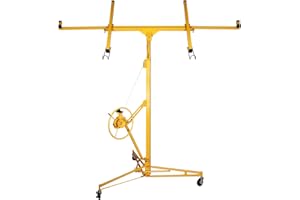 WETOXL Drywall Lift Panel Hoist Dry Wall Rolling Panel, 16 FT Sheetrock Lift Drywall Lift 300LBS Heavy Duty Lifter, Construction Tools with Adjustable Telescopic Arm & 3 Lockable Wheels, Yellow