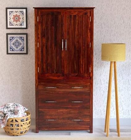 Shilpi Handmade Perfect Size Solid Wood Two Door Wardrobe With