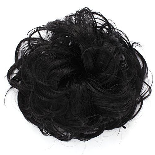 Onedor Premium Synthetic fiber Clip on Messy Chignon Bun Hair Extension Hair Piece Wig. Silky Smooth and Secure (2#-Darkest Brown)
