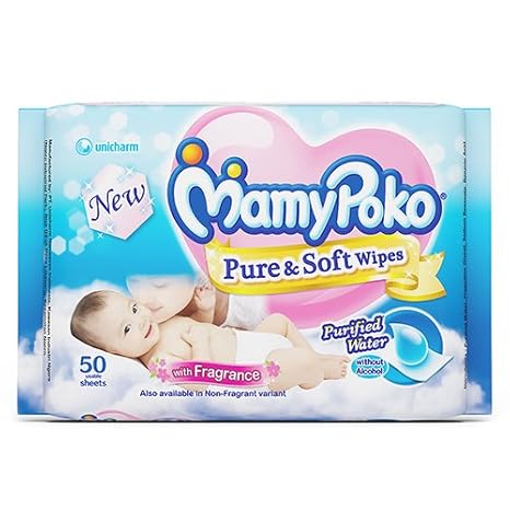 MamyPoko Pure and Soft Fragrance Wipes (Dark Blue, 50 Sheets)