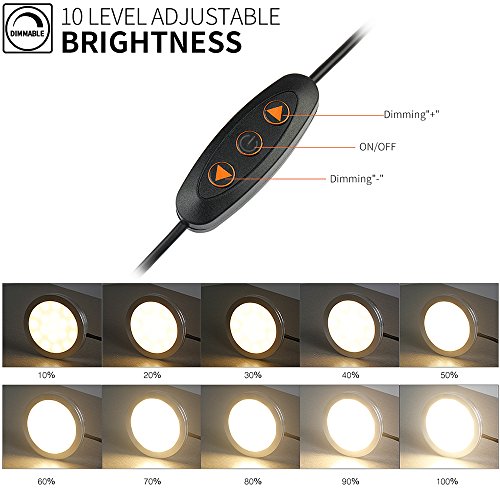 LED Cabinet Puck Lights Dimmable - Moobibear 2W 2040lm Under Cabinet Lighting Kit with 10 Levels Brightness Switch,12 Pack Warm White Under Counter Lighting for Kitchen Closet, All Accessories Include