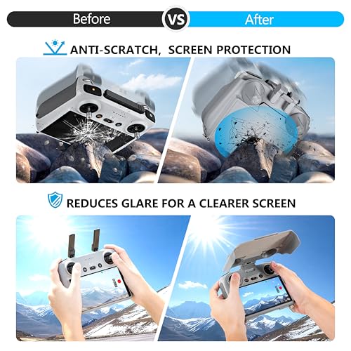 STARTRC Sun Visor with Strap for DJI LITO X1/Mini 5/4/3 pro/Air 3S Accessories, Joystick Screen Protector for DJI RC 2, 3-in-1 Protective Case & Sun Hood Compatible with Mini 5 Pro/Avata 360/RC2 Accessories