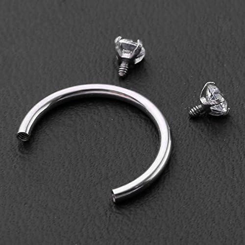 PiercingJak 2pcs 16G Clear Cubic Zirconia Stainless Steel Horseshoe Hoop Multi-functional Captive Ring for Nose Daith Lip Eyebrow Nipple Ear Cartilage Helix Septum - Image 5