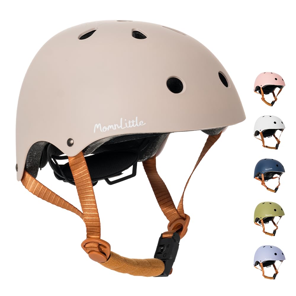 Photo 1 of MomnLittle Kids Bike Helmet with Quick Pinch-Free Magnetic Buckle CPSC Certified Bike Helmet for Toddler Boys and Girls (Warm Grey, X-Small: 18.8"-20.08" / 48-53cm)