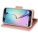 Arae Case Compatible for Samsung Galaxy S6 - [Wrist Strap] Flip Folio [Kickstand Feature] PU leather wallet case with ID&Credit Card Pockets (rosegold)