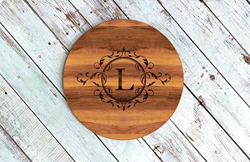 Lazy Susan Turntable, Engraved with Your Initial, Large 16" or 18โ Wood Lazy Susan, Family Name Gifts, Laser Etched Wood