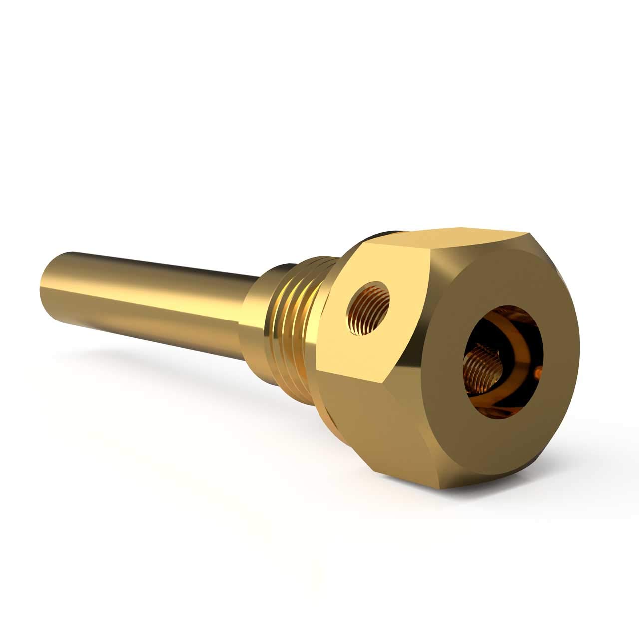 Immersion sleeve brass M10 x 1 x 49 mm, inner diameter 5.2 mm.