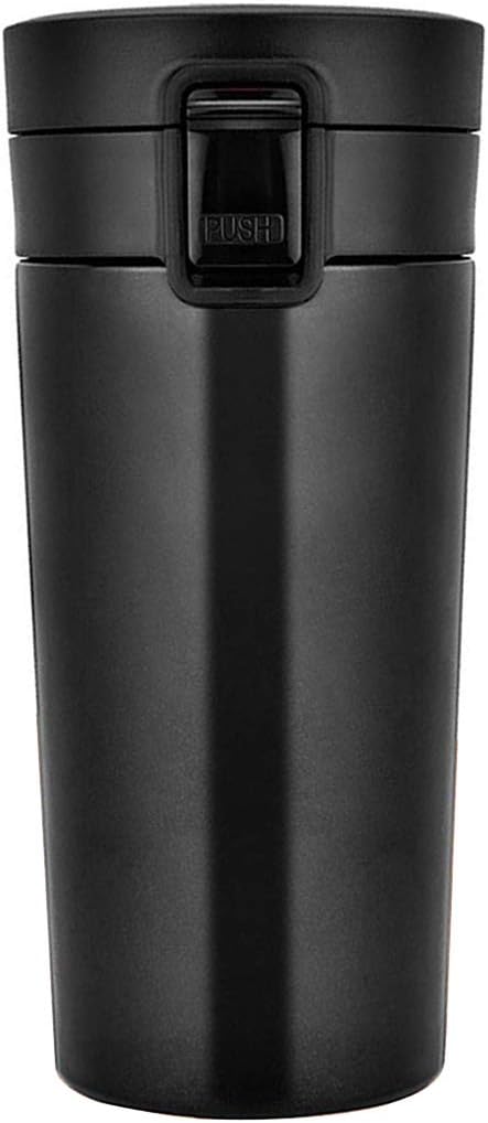 MENZY Unbreakable and Unspillable Vacuum Insulated Stainless Steel Hot Tea Coffee Mugs with Lid (300ml, Black)