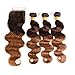 2 Tone Ombre Hair 3 Bundles With Closure Brazilian Virgin Hair Body Weft Human Hair Extensions T4/30 Medium Brown/Medium Auburn (20 22 24with18)