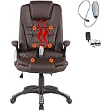 Mecor Heated Office Massage Chair-High-Back PU Leather Computer Chair w/360 Degree Adjustable Height & Armrest (Brown)