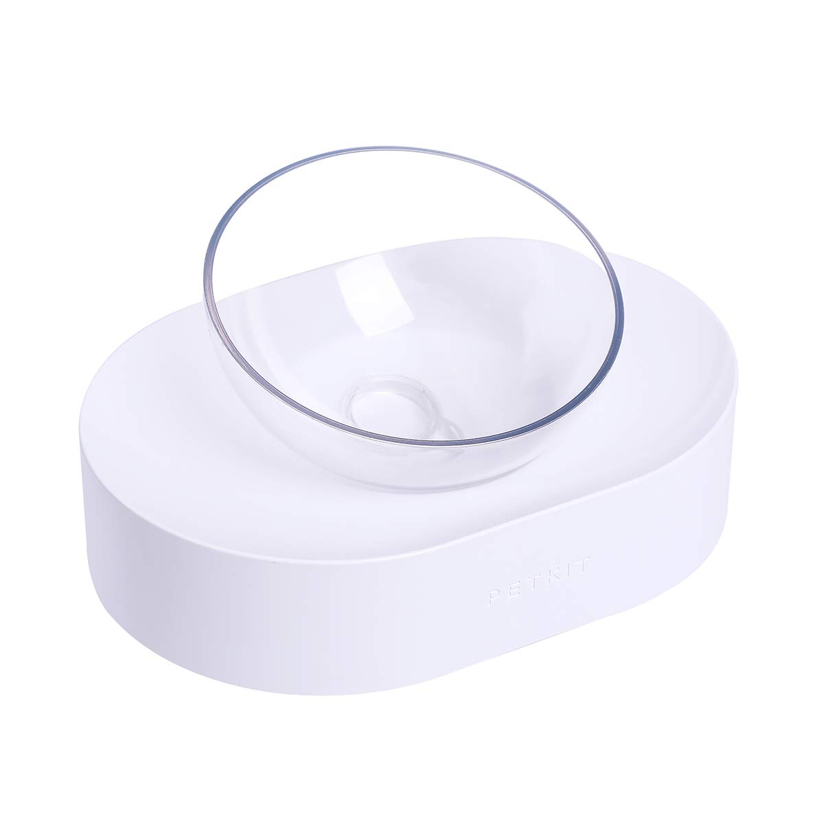 PETKIT Elevated Cat Bowl with Stand, Stress Free, 15° Transparent Tilted Raised Pet Feeding Bowl for Cat and Small Dog, Food Grade Material, Nonslip No Spill Pet Food Bowl, Dishwasher Safe