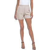 HDE High Waisted Linen Blend Pull On Dressy Summer Shorts for Women with Pockets
