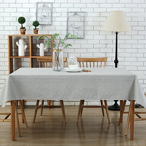 Nibesser Rectangle Cotton Linen Solid Tablecloth Table Cover Oil-proof/Waterproof Stain-resistant/Mildew-proof- Wedding Restaurant Party Banquet Decoration 51.2 x 86.7-inch - Thumbnail 4
