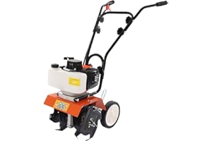 YIYIBYUS Garden Tiller/Cultivator 42CC 2-Stroke Gas Powered Hand Rotary Cultivator Rototiller Garden Tool Cordless with Long Handle