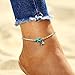 DIANE LO'REN Beach Boho Ankle Bracelet- White Mini Beads Blue Stone Pearl Charm Glass Bead And Starfish Anklets For Women